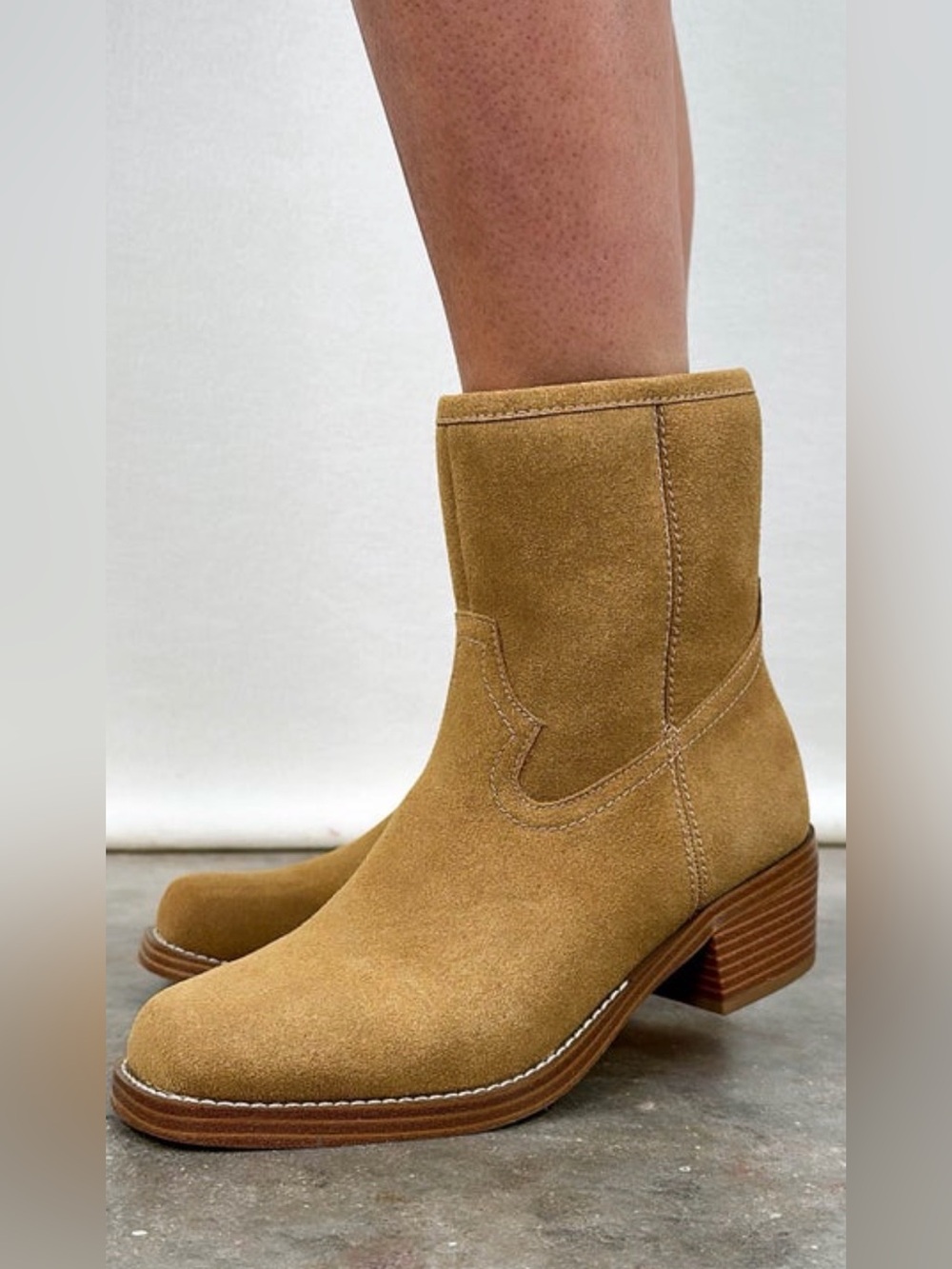 MIA Suede Ankle Boot in Camel Tan